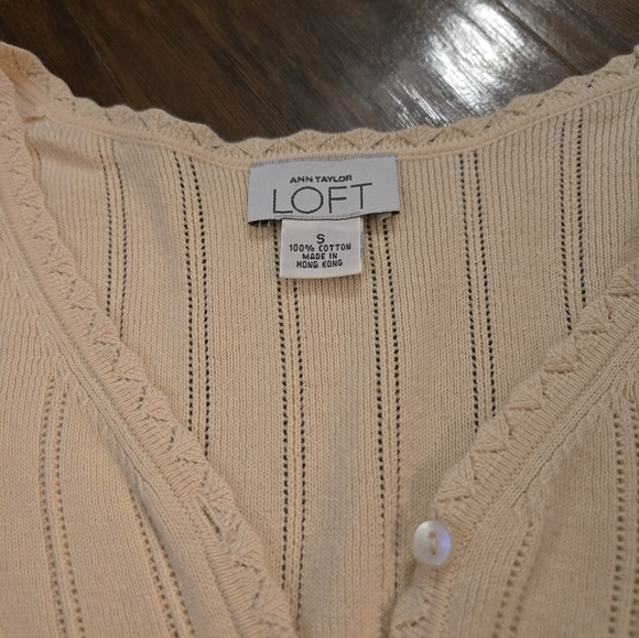 Ann Taylor Loft Small Cream Cotton Knit Cardigan - Picture 5 of 8